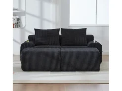 Merax Sofá modular de 2 lugares - 200 x 174 x 80 cm - com 2 pufes + porta-copos + compartimento de arrumação - veludo -^ Sofá