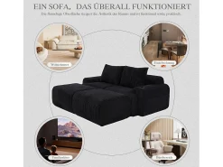 Merax Sofá modular de 2 lugares - 200 x 174 x 80 cm - com 2 pufes + porta-copos + compartimento de arrumação - veludo -^ Sofá