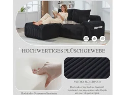 Merax Sofá modular de 2 lugares - 200 x 174 x 80 cm - com 1 pufe + porta-copos + bolso de arrumação - veludo -^ Sofá