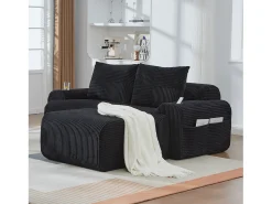 Merax Sofá modular de 2 lugares - 200 x 174 x 80 cm - com 1 pufe + porta-copos + bolso de arrumação - veludo -^ Sofá