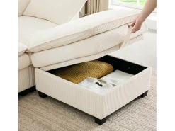 Sofá*Merax Sofá modular de 6 lugares com arrumação + apoio para os pés removível + portas USB - 280 x 152 x 83 cm - Veludo - Bege