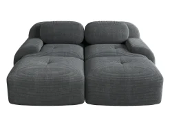 Sofá* Sofá modular de 2 lugares com chaise longue em veludo cotelê cinza Cinzento