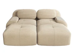 Sofá modular de 2 lugares com chaise longue em veludo cotelê .^ Sofá