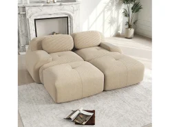 Sofá modular de 2 lugares com chaise longue em veludo cotelê .^ Sofá