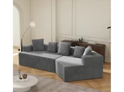 Hauss Spole Sofá modular de 3 lugares em bombazine - Não necessita de montagem - Cinza^ Sofá