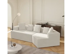 Sofá*Hauss Spole Sofá modular de 3 lugares em bombazine - Não necessita de montagem - Branco