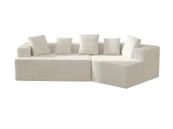 Sofá*Hauss Spole Sofá modular de 3 lugares em bombazine - Não necessita de montagem - Branco