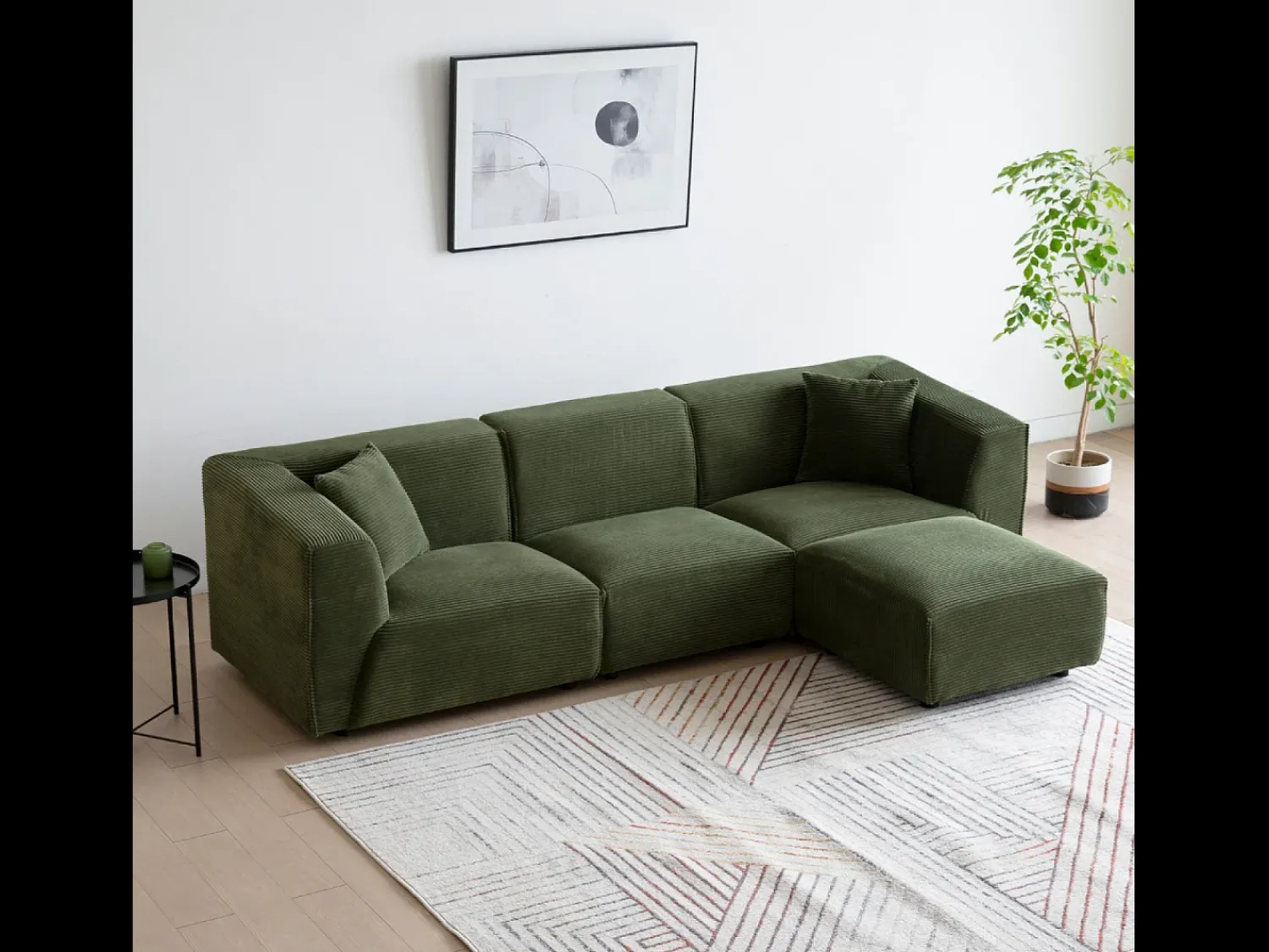 Sofá|Concept-Usine Sofá modular de 4 lugares em veludo cotelê Monroe Verde