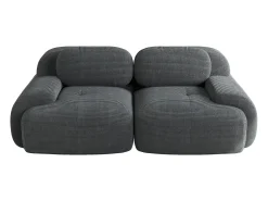 Discount Sofá modular de dois lugares de 82 polegadas em veludo cotelê com apoios de braço arredondados, cinza - Conforto e design moderno Cinzento
