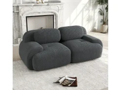 Discount Sofá modular de dois lugares de 82 polegadas em veludo cotelê com apoios de braço arredondados, cinza - Conforto e design moderno Cinzento