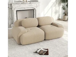 Sofá modular de dois lugares de 82 polegadas em veludo cotelê com apoios de braço arredondados, - Design elegante e prático^ Sofá