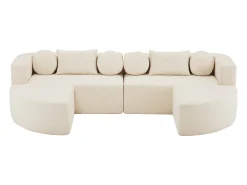 Sofá|Merax Sofá modular em formato de nuvem com função de cama - 292 x 165 x 68 cm - não requer montagem - chenille - Bege
