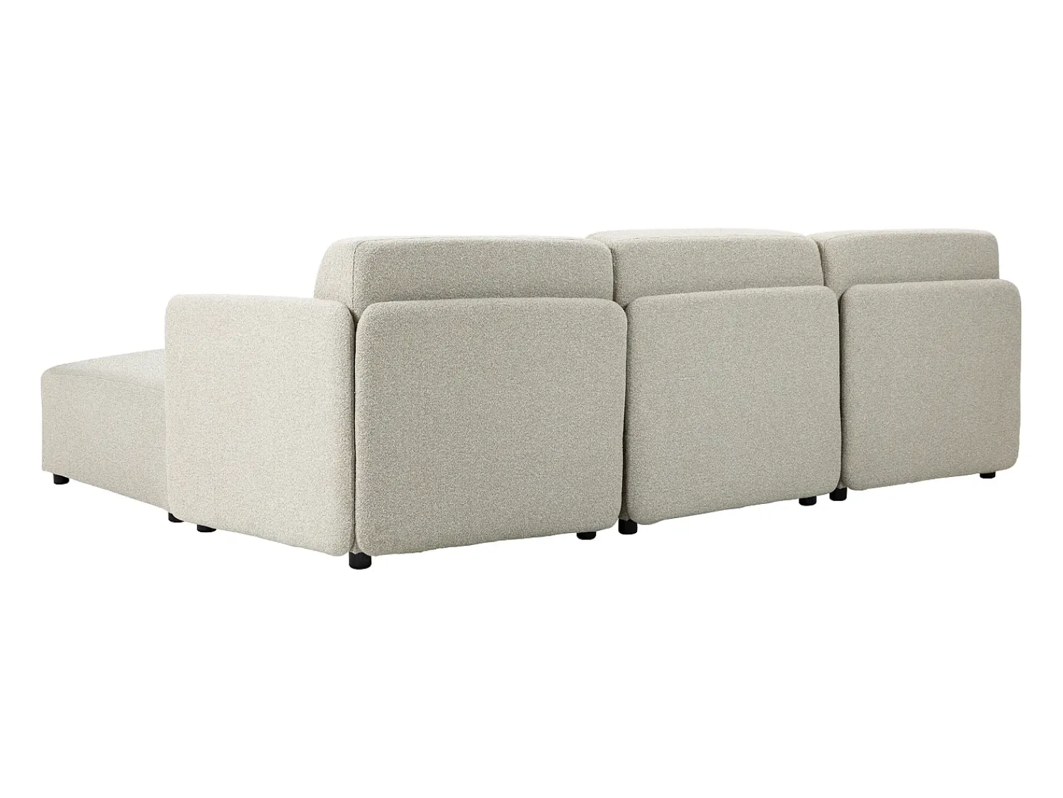 Discount Sofá modular MIA de 3 lugares com pufe em tecido - Conforto e modularidade com estilo Bege