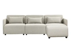 Best Sofá modular MIA de 3 lugares com pufe em tecido Bege