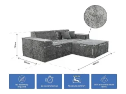 Sale Habitat et jardin Sofá modular reto com pufe em tecido texturado "Lusso" - 3 lugares - Cinza Cinzento
