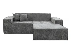 Sale Habitat et jardin Sofá modular reto com pufe em tecido texturado "Lusso" - 3 lugares - Cinza Cinzento