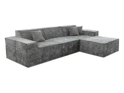 Sofá|Habitat et jardin Sofá modular reto com pufe em tecido texturado "Lusso" - 4 lugares - Cinza Cinzento