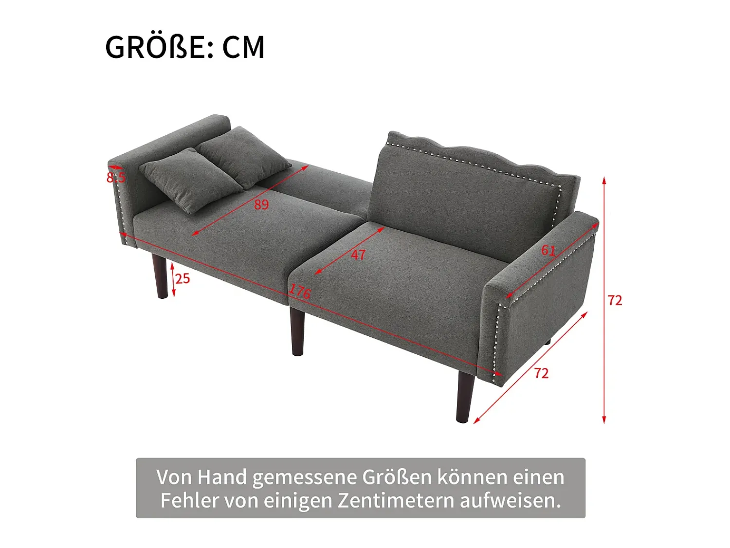 Discount ModernLuxe Sofá multifuncional 2 em 1 - Sofá 2 lugares - Função reclinável - Encosto duplo ajustável individualmente - Tecido algodão-linho - Cinza Cinzento