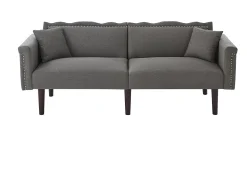 Discount ModernLuxe Sofá multifuncional 2 em 1 - Sofá 2 lugares - Função reclinável - Encosto duplo ajustável individualmente - Tecido algodão-linho - Cinza Cinzento