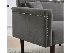 Discount ModernLuxe Sofá multifuncional 2 em 1 - Sofá 2 lugares - Função reclinável - Encosto duplo ajustável individualmente - Tecido algodão-linho - Cinza Cinzento