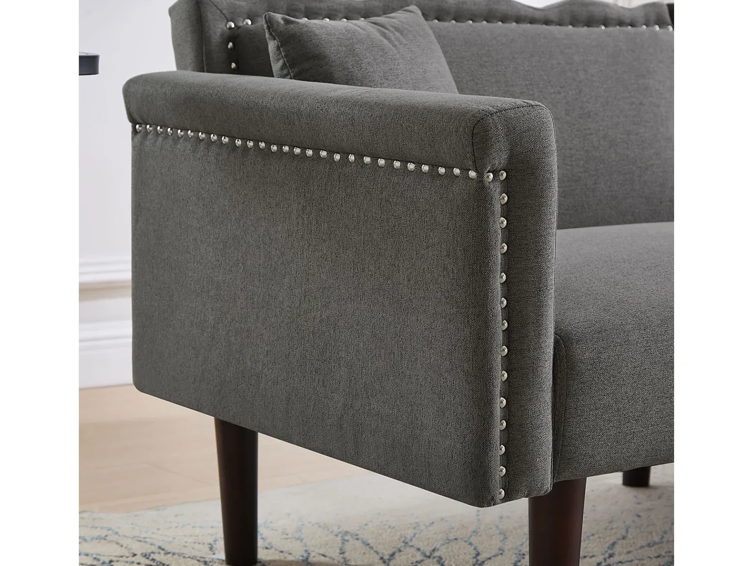 Discount ModernLuxe Sofá multifuncional 2 em 1 - Sofá 2 lugares - Função reclinável - Encosto duplo ajustável individualmente - Tecido algodão-linho - Cinza Cinzento