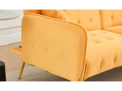 Sofá*ModernLuxe Sofá multifuncional 2 lugares - Encosto ajustável - Braços ajustáveis - Veludo - Bege