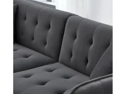 Clearance ModernLuxe Sofá multifuncional 2 lugares - Encosto ajustável - Braços ajustáveis - Veludo - Cinza Cinzento