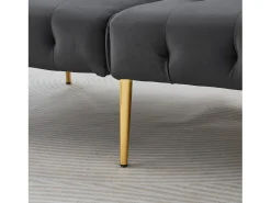 Clearance ModernLuxe Sofá multifuncional 2 lugares - Encosto ajustável - Braços ajustáveis - Veludo - Cinza Cinzento