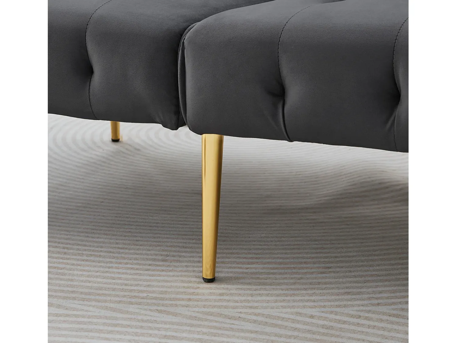 Clearance ModernLuxe Sofá multifuncional 2 lugares - Encosto ajustável - Braços ajustáveis - Veludo - Cinza Cinzento