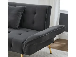 Clearance ModernLuxe Sofá multifuncional 2 lugares - Encosto ajustável - Braços ajustáveis - Veludo - Cinza Cinzento