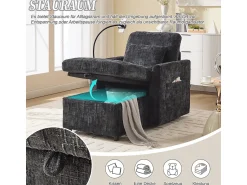 New Sofá multifuncional com suporte para celular, poltrona de chenille para sala de estar Preto