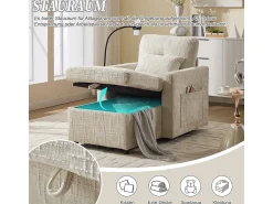 Sofá multifuncional com suporte para celular, poltrona de chenille para sala de estar^ Poltrona