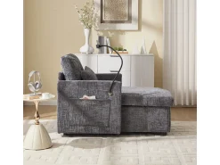 Poltrona| Sofá multifuncional com suporte para celular, poltrona de chenille para sala de estar. Cinzento