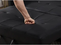 Sofá|ModernLuxe Sofá multifuncional 122x83x82 cm - com função de cama - sofá-cama duplo retrátil - encosto ajustável em 3 níveis - material PU impermeável - Preto