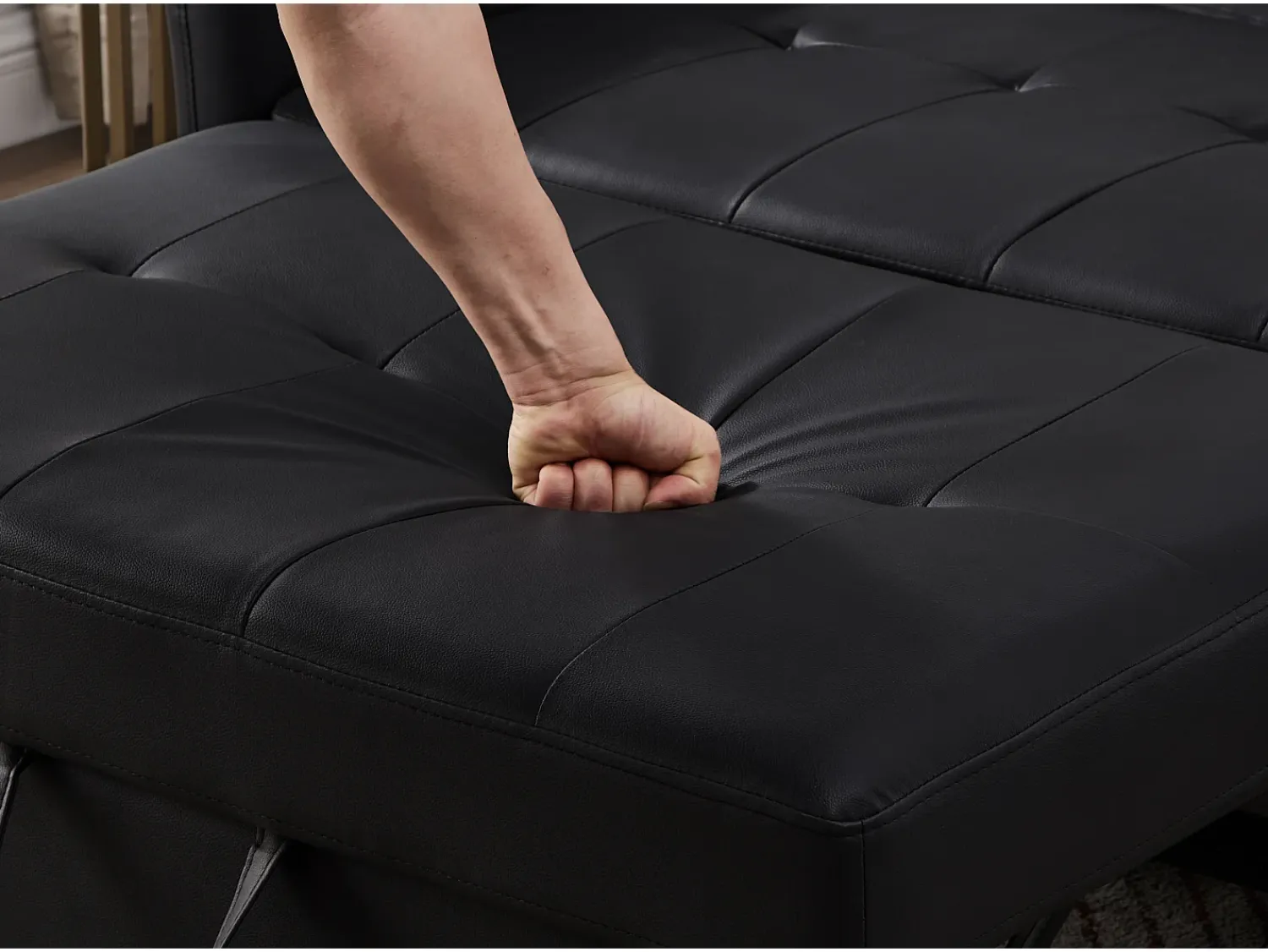 Sofá|ModernLuxe Sofá multifuncional 122x83x82 cm - com função de cama - sofá-cama duplo retrátil - encosto ajustável em 3 níveis - material PU impermeável - Preto