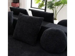 Sale DripeX Sofá panorâmico modular 5 lugares - de tecido Chenille - com 6 almofadas - 263x171x66cm Preto