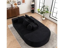 Sale DripeX Sofá panorâmico modular 5 lugares - de tecido Chenille - com 6 almofadas - 263x171x66cm Preto
