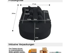 Sale DripeX Sofá panorâmico modular 5 lugares - de tecido Chenille - com 6 almofadas - 263x171x66cm Preto