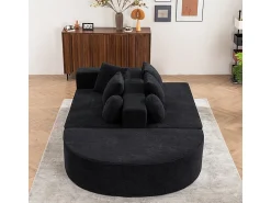 Sale DripeX Sofá panorâmico modular 5 lugares - de tecido Chenille - com 6 almofadas - 263x171x66cm Preto