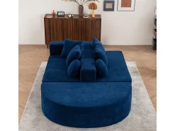 Sofá|DripeX Sofá panorâmico modular 5 lugares - de tecido Chenille - com 6 almofadas - 263x171x66cm Azul