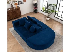 Sofá|DripeX Sofá panorâmico modular 5 lugares - de tecido Chenille - com 6 almofadas - 263x171x66cm Azul