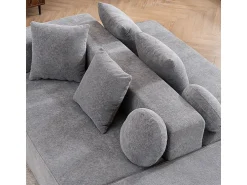 Clearance DripeX Sofá panorâmico modular 5 lugares - de tecido Chenille cinza - com 6 almofadas - 263x171x66cm Cinzento