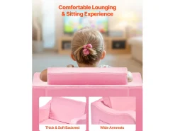 Discount Sofá para Crianças SucceBuy 2-em-1 Convertível em Chaise Longue, Sofá-cama Dobrável e Macio, com Apoios de Braço, em Esponja 28D e Pelo Curto, , M Rosa