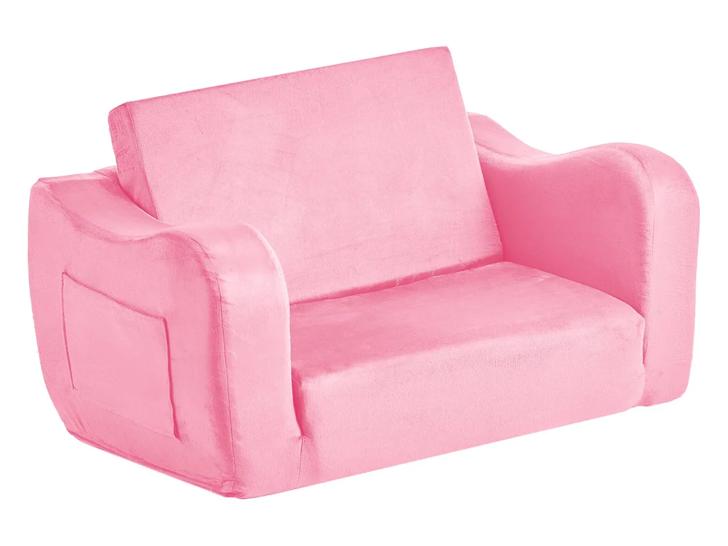 Discount Sofá para Crianças SucceBuy 2-em-1 Convertível em Chaise Longue, Sofá-cama Dobrável e Macio, com Apoios de Braço, em Esponja 28D e Pelo Curto, , M Rosa