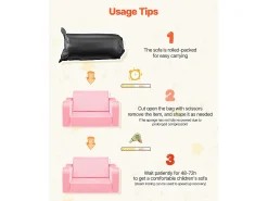 Discount Sofá para Crianças SucceBuy 2-em-1 Convertível em Chaise Longue, Sofá-cama Dobrável e Macio, com Apoios de Braço, em Esponja 28D e Pelo Curto, , M Rosa