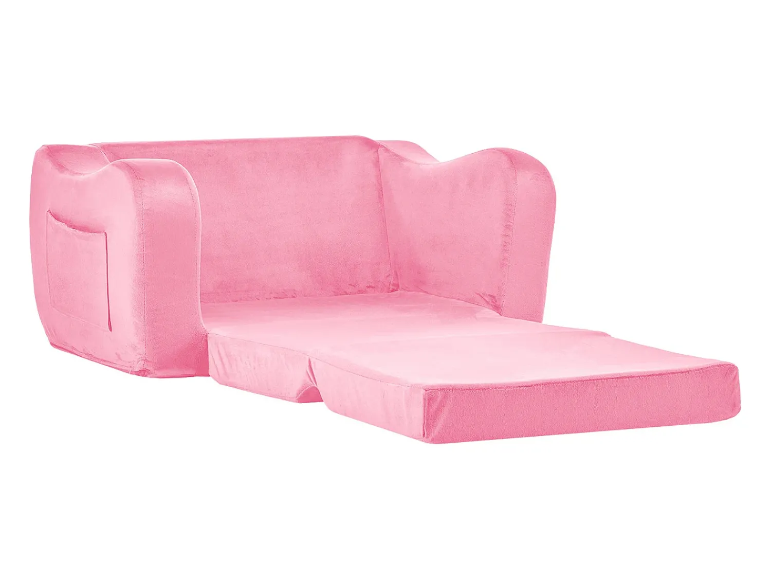 Discount Sofá para Crianças SucceBuy 2-em-1 Convertível em Chaise Longue, Sofá-cama Dobrável e Macio, com Apoios de Braço, em Esponja 28D e Pelo Curto, , M Rosa