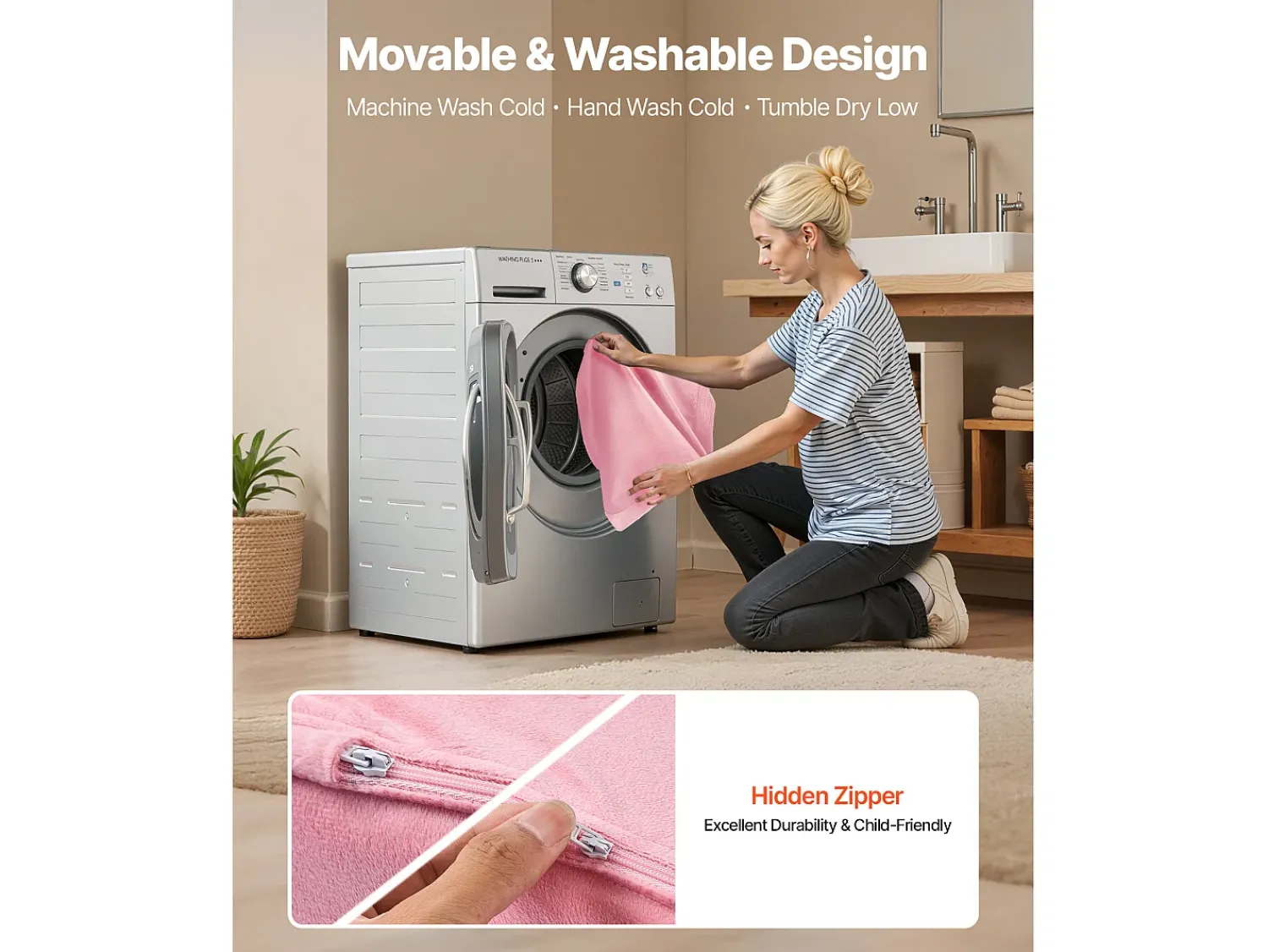 Discount Sofá para Crianças SucceBuy 2-em-1 Convertível em Chaise Longue, Sofá-cama Dobrável e Macio, com Apoios de Braço, em Esponja 28D e Pelo Curto, , M Rosa