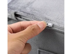 Sofá para Crianças SucceBuy 2-em-1 Convertível em Chaise Longue, Sofá-cama Dobrável e Macio, com Apoios de Braço, em Esponja 28D e Pelo Curto, Cinza, M^ Sofá
