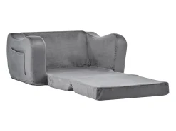 Sofá para Crianças SucceBuy 2-em-1 Convertível em Chaise Longue, Sofá-cama Dobrável e Macio, com Apoios de Braço, em Esponja 28D e Pelo Curto, Cinza, M^ Sofá