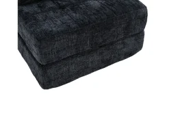 Sofá* Sofá de 1 lugar - Sofá dobrável com encosto e almofadas - chenille Preto